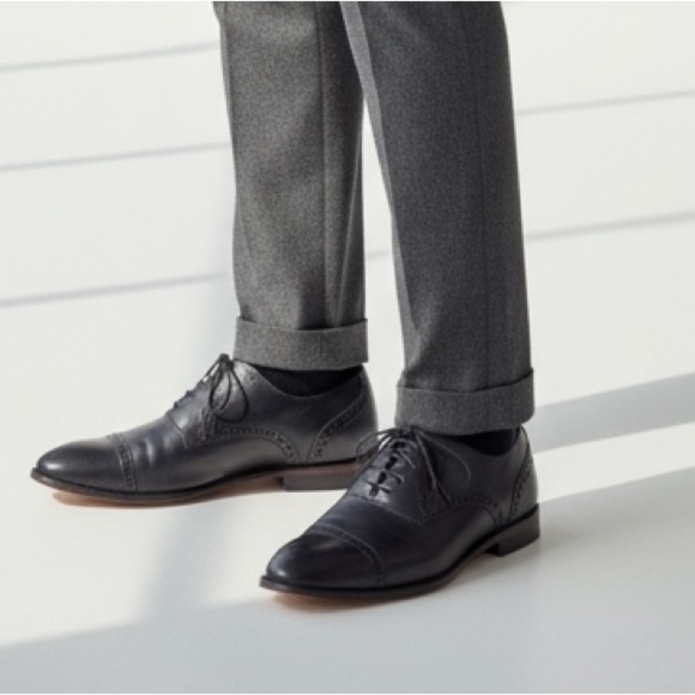 Florsheim Men's Size 13 D Black Leather Cap Toe Lace Up Oxfords
